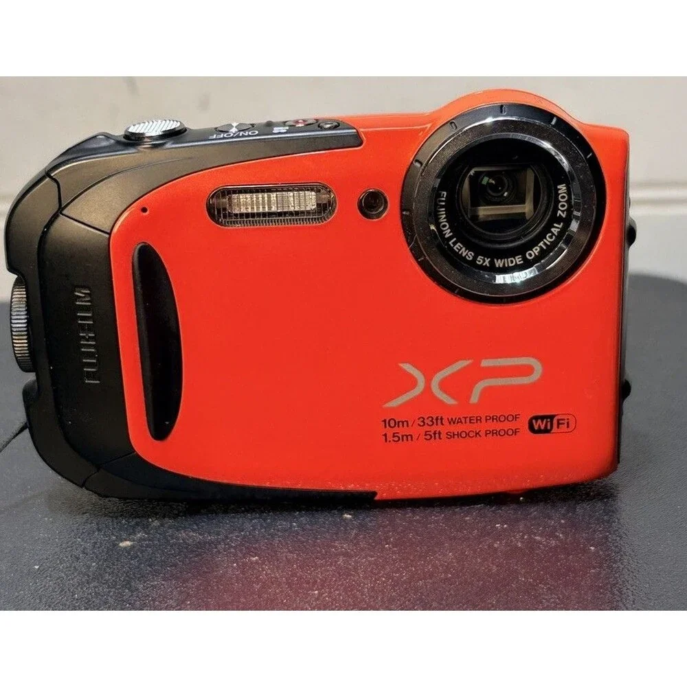 Waterproof Fujifilm FinePix XP70 16.4MP Digital orange Camera w/ battery & card